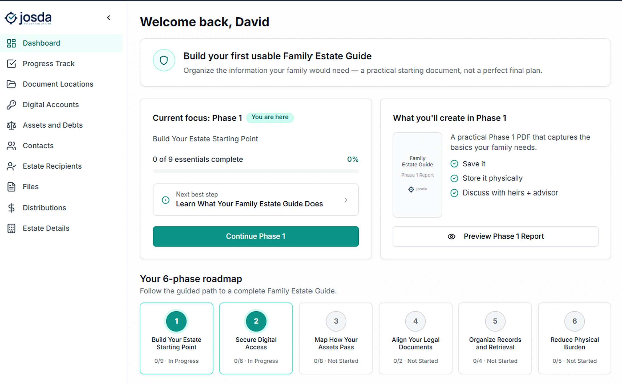 Josda client planning dashboard